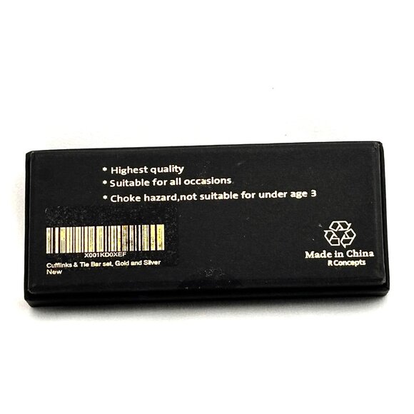 Deluxe Partial Music Note Cufflink & Tie Clip Set Gold/Silver - Picture 10 of 11